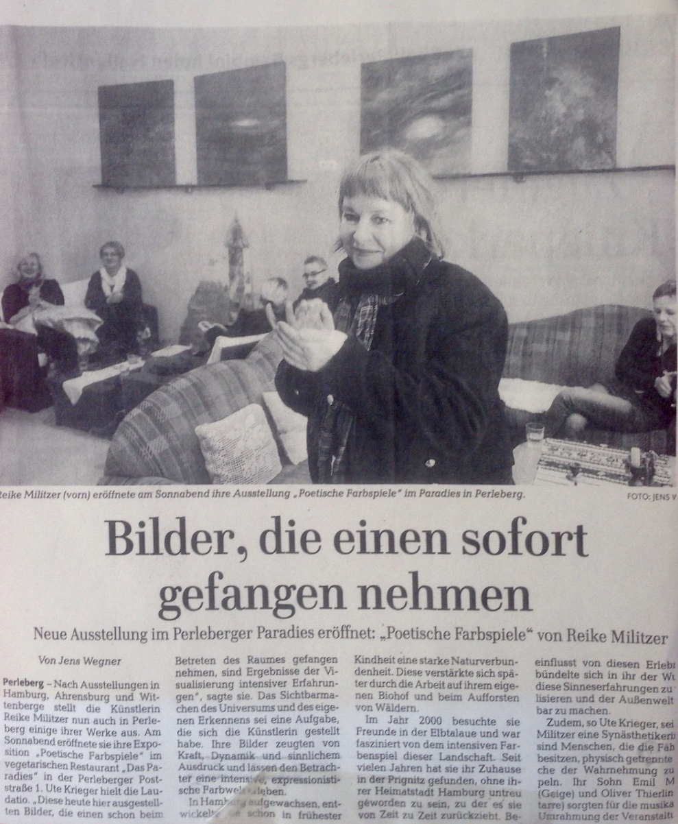 Neue Ausstellung im Perleberger Paradies eröffnet:"Poetische Farbwelten" von Reike Militzer